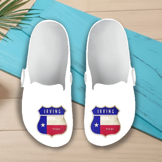 Irving Texas Crest Flag Design Slip On Clogs
