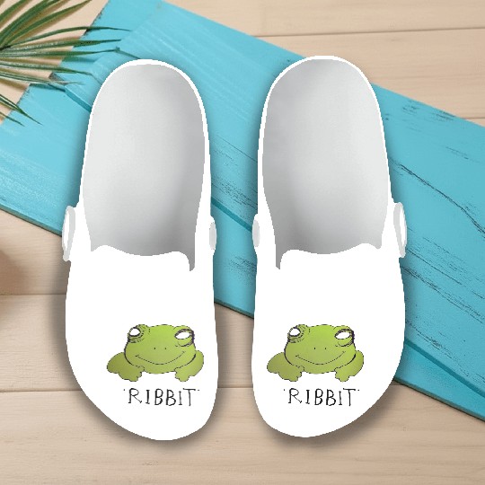 Froggy Fog "Ribbit" Funny Frog Slip On Clogs smiling rep