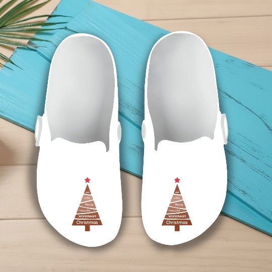 Minimalist Brick Red Christmas Pine Slip On Clogs