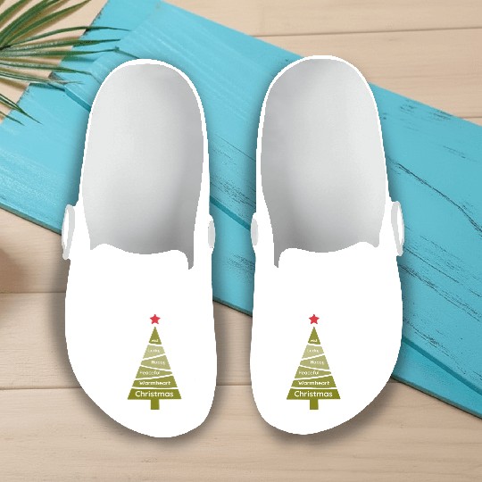 Minimalist Lime Green Christmas Pine Slip On Clogs