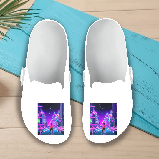 Vaporwave Car Synthwave Girl Slip On Clogs