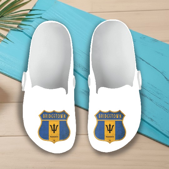 Bridgetown Barbados coat of arms flag design Slip On Clogs