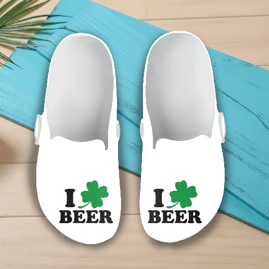 I Love Beer St Patricks Day Slip On Clogs