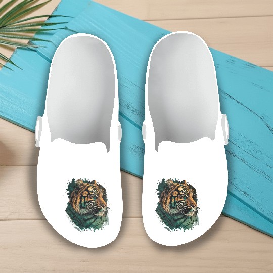 Green Tiger Slip On Clogs