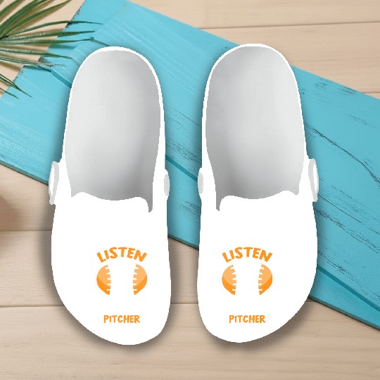 Listen To The Baseball Pitcher Player Hobby Slip On Clogs