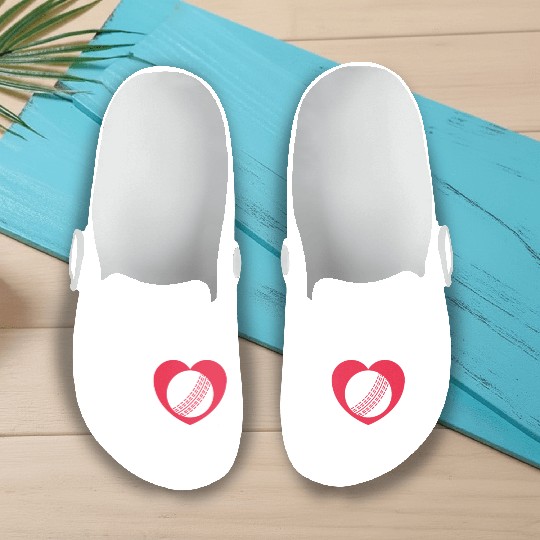 I Love Heart Cricket Slip On Clogs
