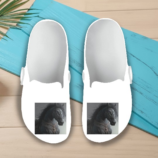 Chaos fantasy beast black horse Slip On Clogs