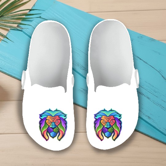 Colorful Lion Slip On Clogs