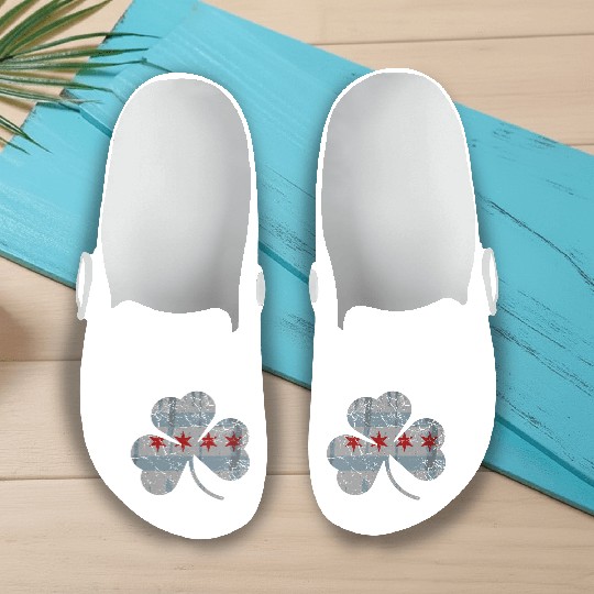 Chicago Flag Shamrock Irish St Patricks Slip On Clogs