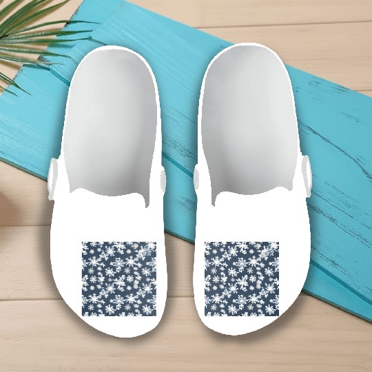 Snow pattern on navy blue background Slip On Clogs