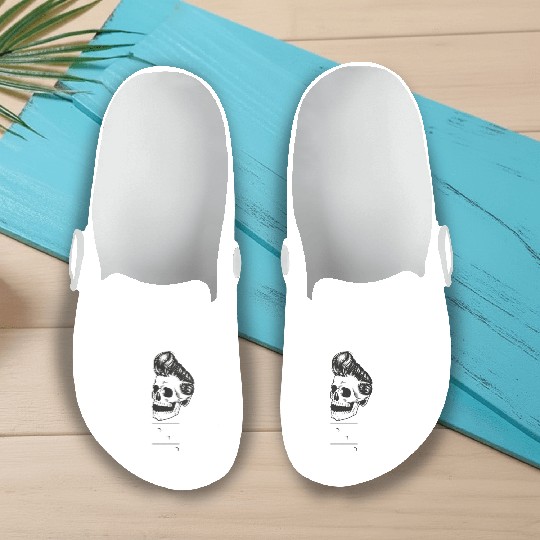 Rock N Roll Skeleton Head -Sweet Rock On Guitar Slip On Clogs