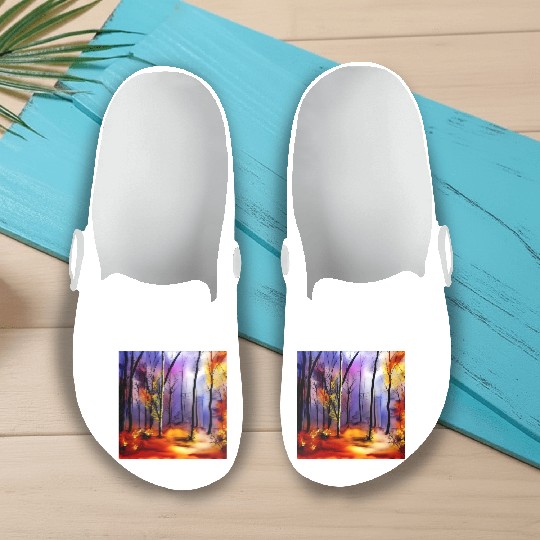 Magic watercolor nature forest Slip On Clogs