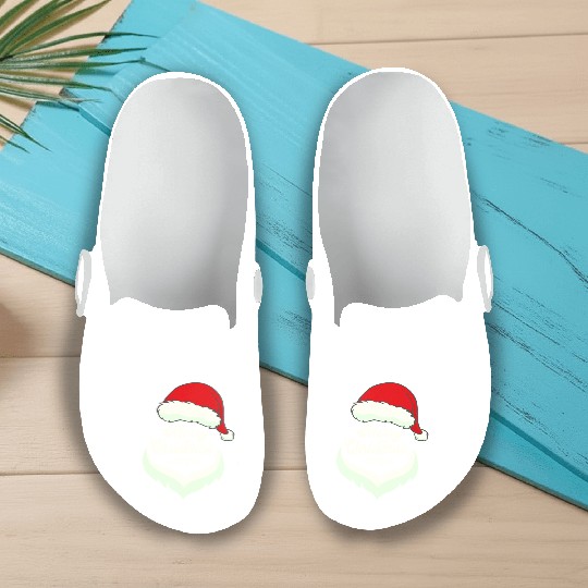 Santa Claus Merry Christmas Beard and hat Slip On Clogs