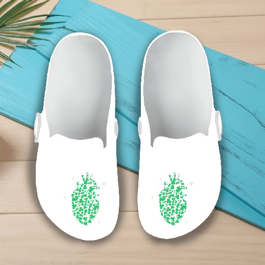 Shamrock Heart Cardiac Nurse St Patricks Day Slip On Clogs