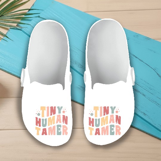tiny human tamer, Funny Retro Teacher Slip On Clogs