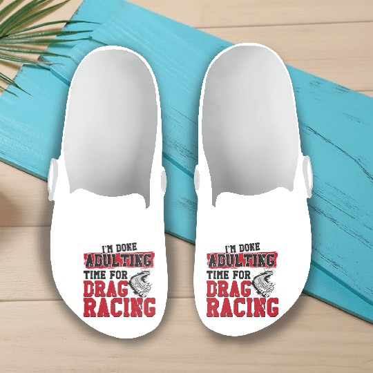 Drag Racing Race Car Vintage I'm Slip On Clogs