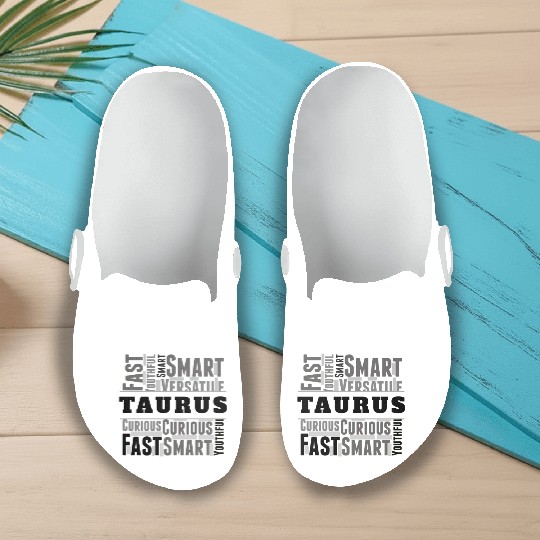 Taurus Zodiac Star Sign Word Cloud Square Monochro Slip On Clogs