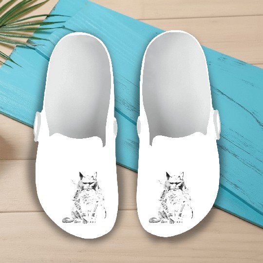 cool samurai cat Slip On Clogs