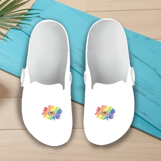Love Sunflower LGBT Flag Slip On Clogs