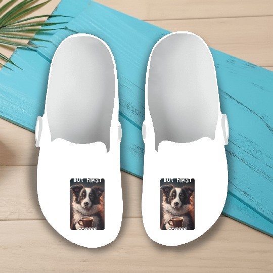 Border Collie - But First Coffee (en) 1 Slip On Clogs