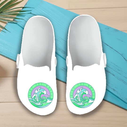 Ride the Waves Surfing Emerald Slip On Clogs
