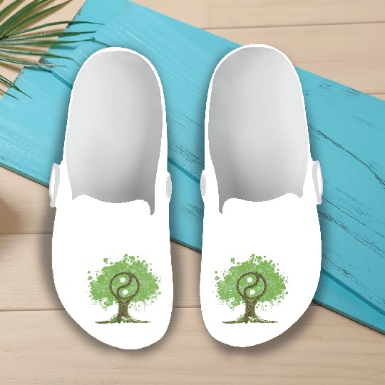 Ying Yang Tree of Life Slip On Clogs