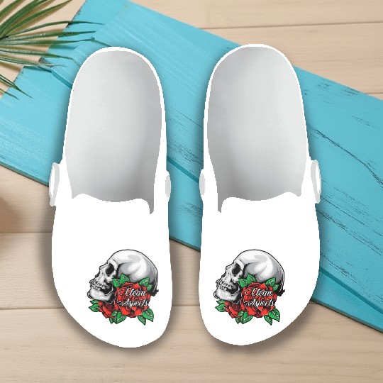 CA SKULL AND ROSES Slip On Clogs
