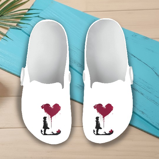 Banksy Love Heart Style Slip On Clogs