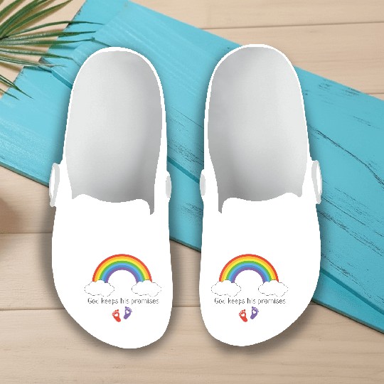 God keeps his promises Rainbow infant gown Slip On Clogs