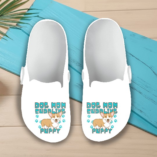 DOG MOM CUDDLING PUPPY , DOGS LOVERS Slip On Clogs