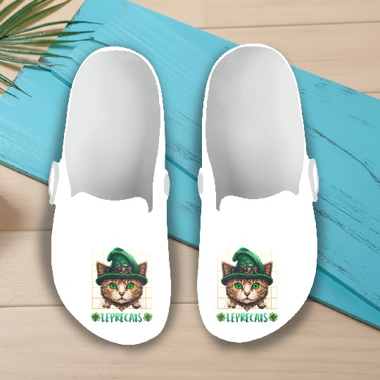 St. Patrick's Day cats leprecats kittens Slip On Clogs
