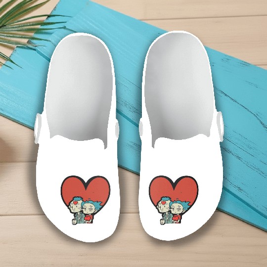 Old Couple In Valentine’s Day Slip On Clogs