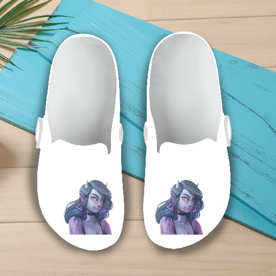 Girl Vampire Illustration with strong attitude Slip On Clogs