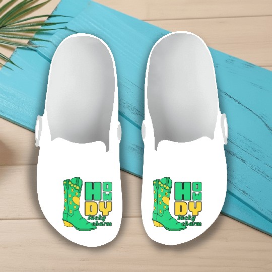 Howdy Lucky Charm St Patrick Day Apparel Slip On Clogs