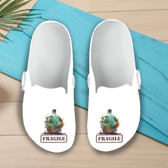 Fragile , Earth Day 2023 Planet Anniversary Slip On Clogs