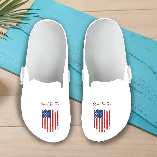 Stand For The Flag Veteran USA Flag Memorial Day Slip On Clogs