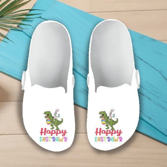 Dinosaur Bunny Happy Easter Sunday Slip On Clogs