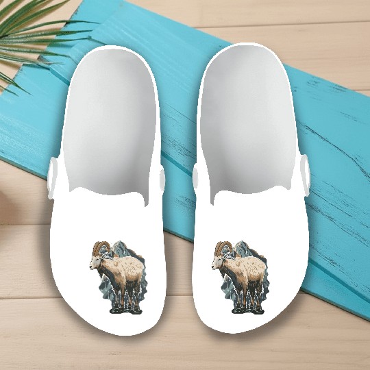 a mountain goat lives in the mountains Slip On Clogs