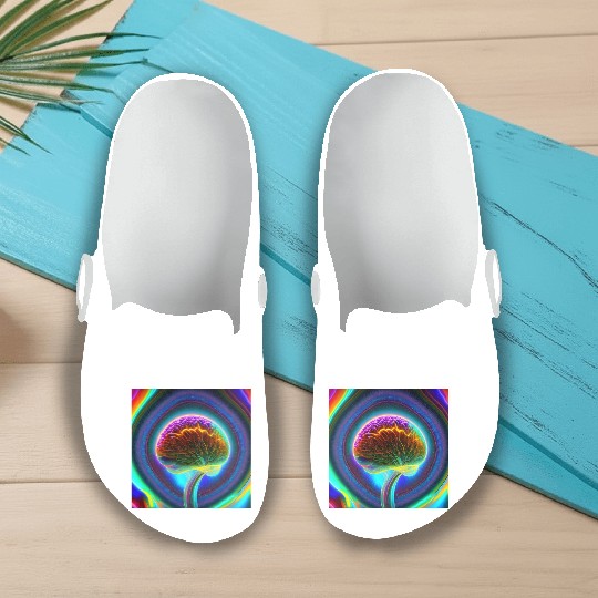 Electric Mind - Psychedelic Brain Slip On Clogs 2