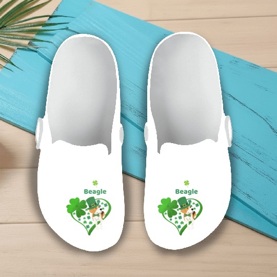 Irish Shamrock St Patrick's Day Beagle Cool Slip On Clogs
