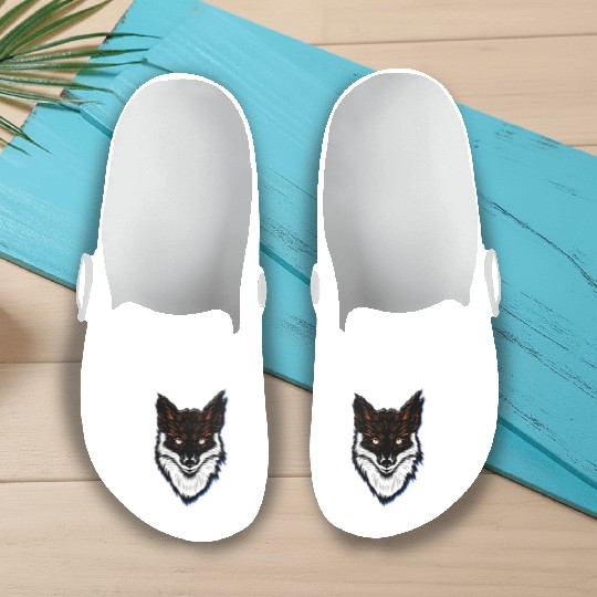 Vector illustration of fox head Slip On Clogs classique