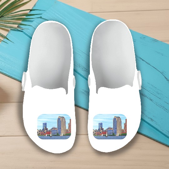 Manhattan NY - Boats By Manhattan Skyline Slip On Clogs