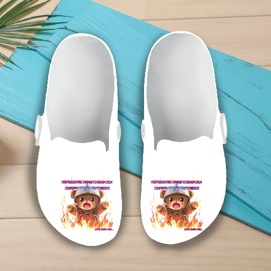 Stay Calm FireFighter Bear Slip On Clogs