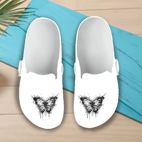 Elegant Vintage Tattoo Style Butterfly Slip On Clogs