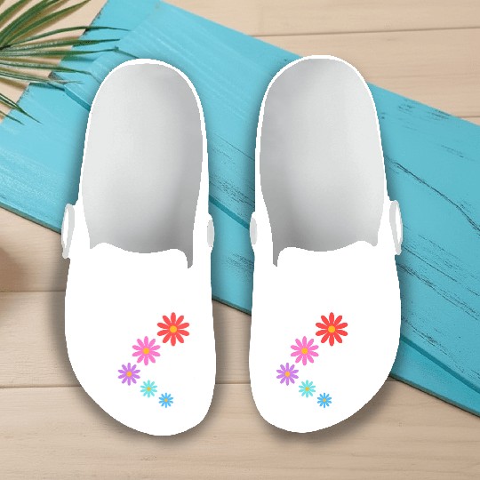 falling multi colored flowers Slip On Clogs