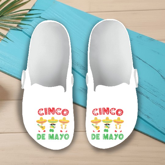 Cinco De Mayo Gnome Sombrero Taco Maraca Guitar Slip On Clogs