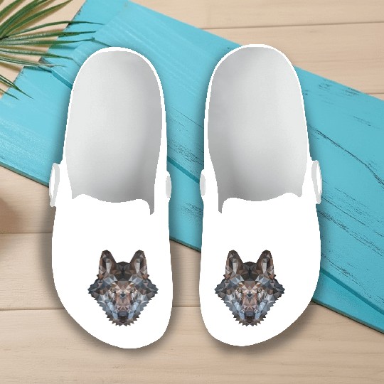 Wolves | Polygon Wolf Head | Low Poly Werewolf Slip On Clogs