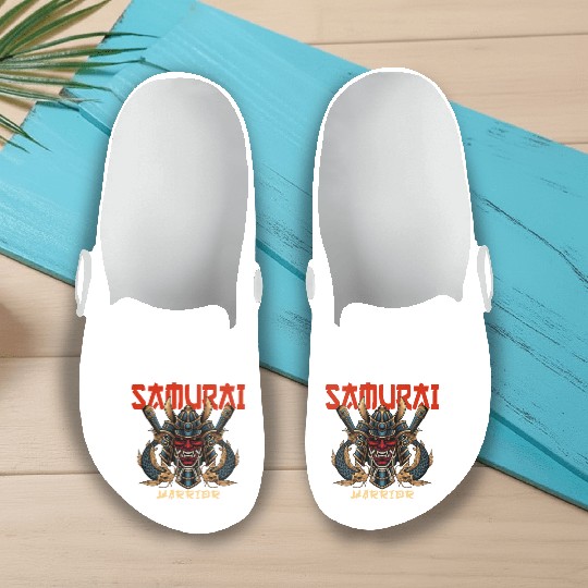 Samurai Warrior Japan Japanese Ninja Skull Katana Slip On Clogs