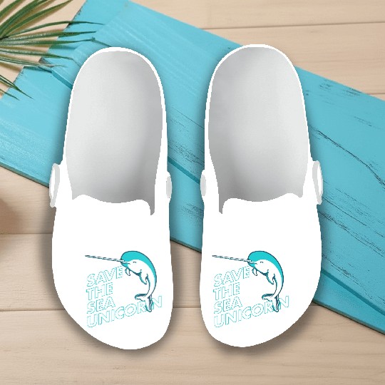Funny Save the Sea Unicorn Narwhal Slip On Clogs