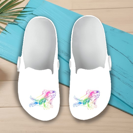 Colorful Lizard Iguana Reptile Lover Slip On Clogs